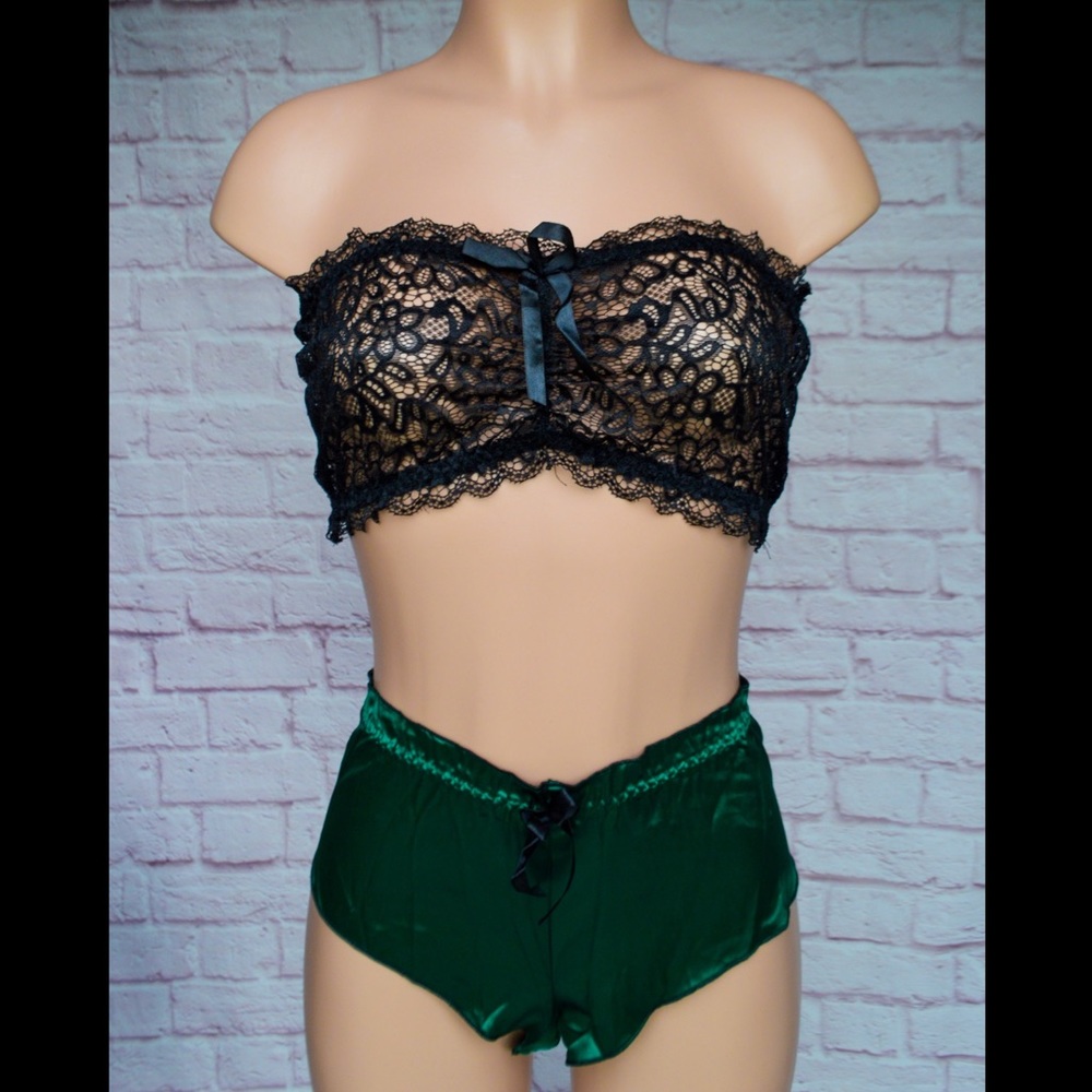 Emerald & Black, Bandeau, Lingerie Set